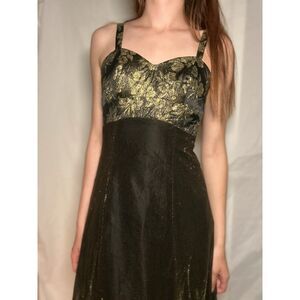 Poly USA Vintage Gold and Black Sheer Dress